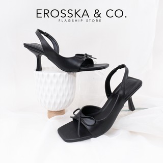 [EROSSKA] - Giày cao gót nữ mũi vuông phối nơ kiểu dáng dễ thương cao 7cm màu kem hoa nhí - EM150
