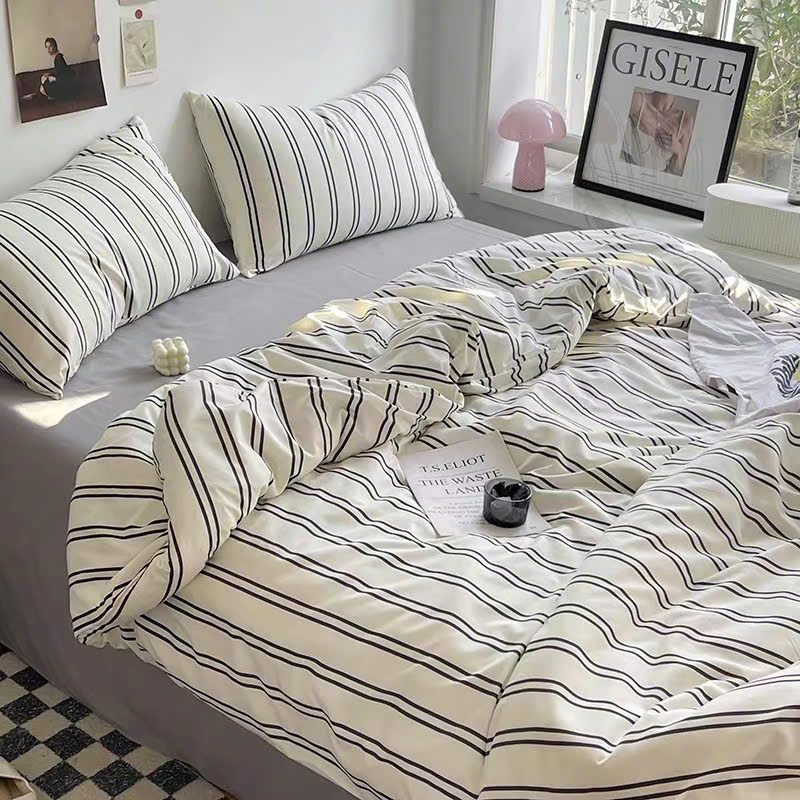 (TỔNG HỢP 2) Bộ Chăn Ga Gối Họa Tiết Tici Kẻ Phong Cách Hàn Quốc Chất Liệu Cotton Mềm Mịn  -  MemMinbedding Luxury (TK3)