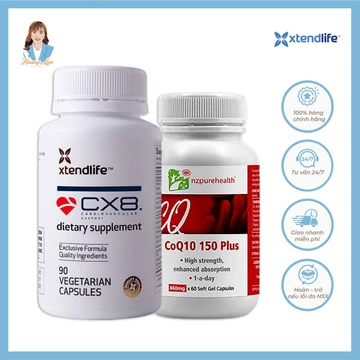 Combo viên uống hỗ trợ tim mạch, ngừa đột quỵ Xtend Life CX8 & CoQ10 150 Plus 30 viên/ 90 viên
