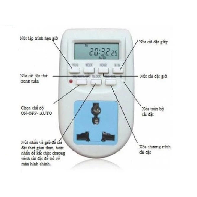 Bộ ổ cắm điện hẹn giờ thông minh bật tắt thiết bị điện tự động SMH AL-06