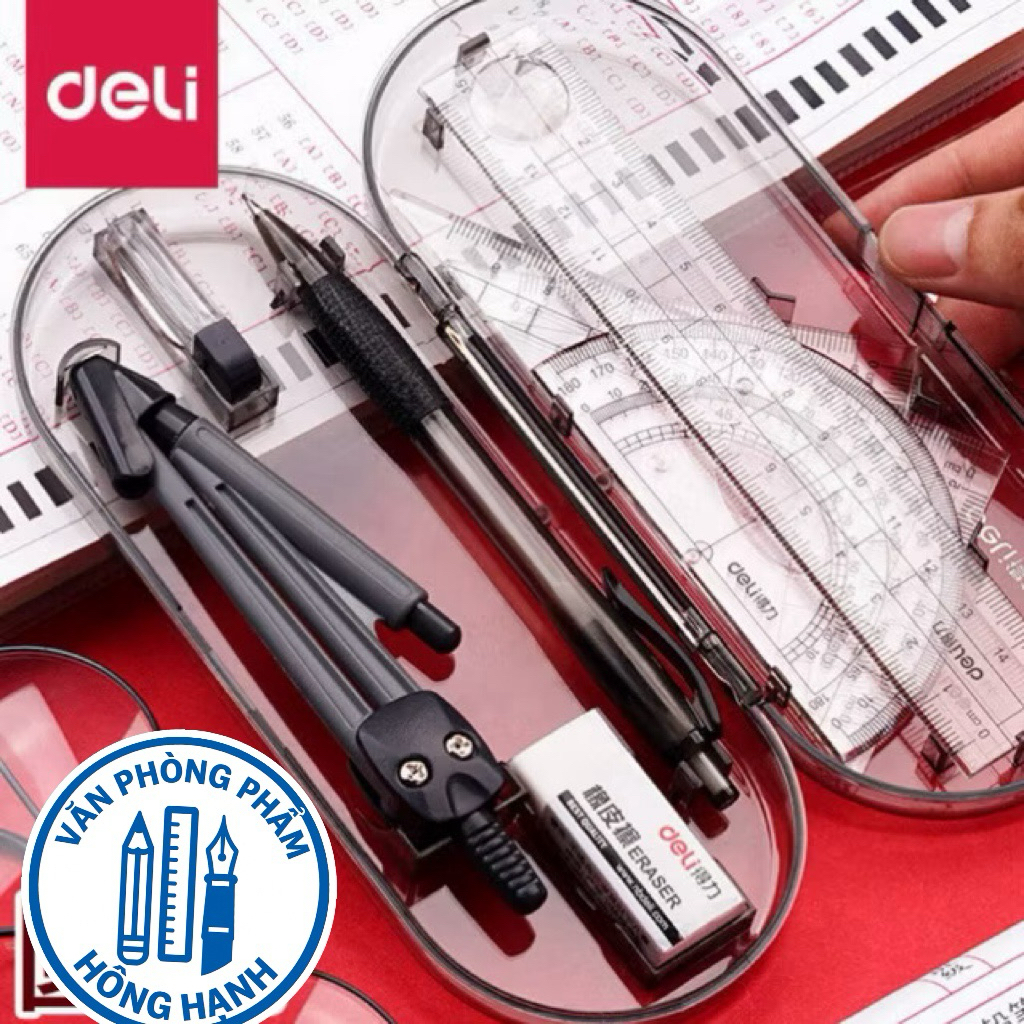 Bộ đồ dùng học tập Deli Stationery 9591 để vẽ các hình học,  - ảnh 1