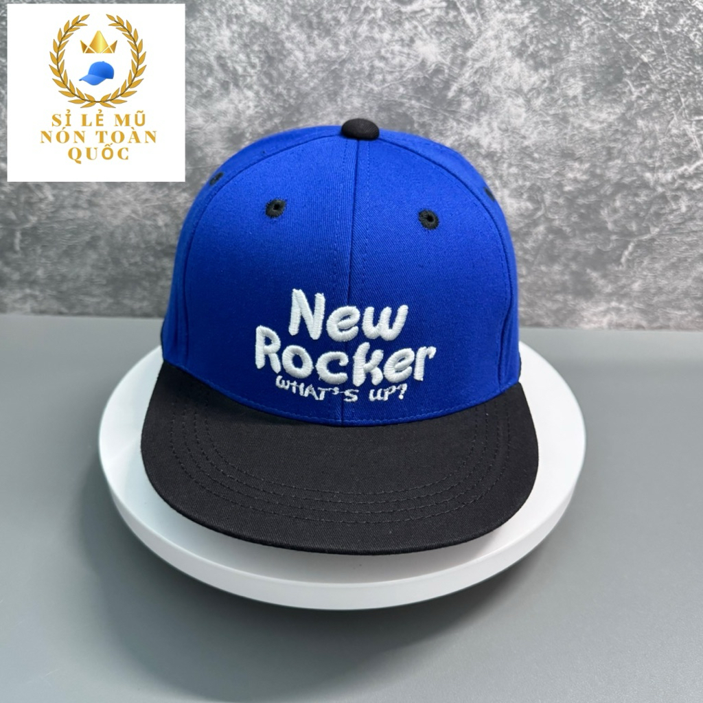 Mũ hiphop cho bé 3-8 Tuổi - mũ snapback kaki phối màu thêu newrocker phong cách cho bé