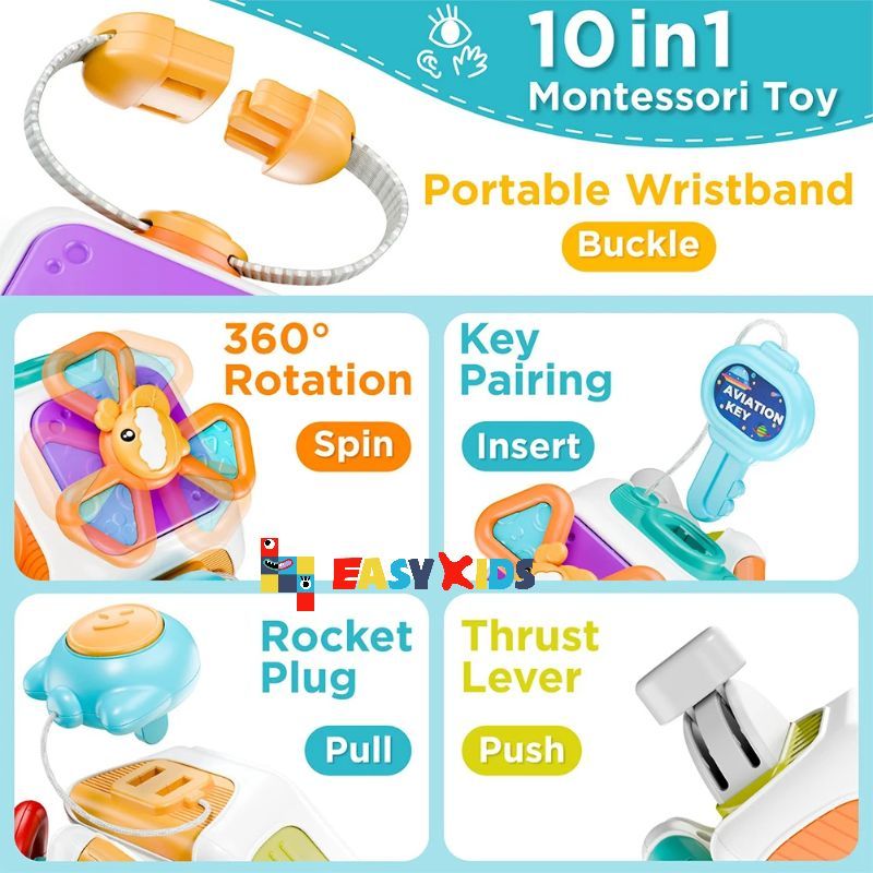 Đồ Chơi Thông Minh Trí Tuệ Khối Bận rộn Montessori Cho Bé Trai Gái 0-3 Tuổi Busy Cube