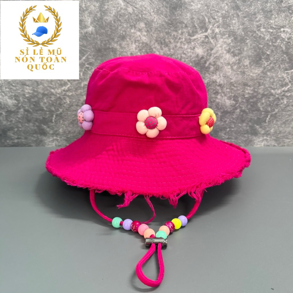 Mũ bucket nón tua rua vành cho mum và bé mang đôi đính dây hạt phối cham hoa nhỏ siêu xinh