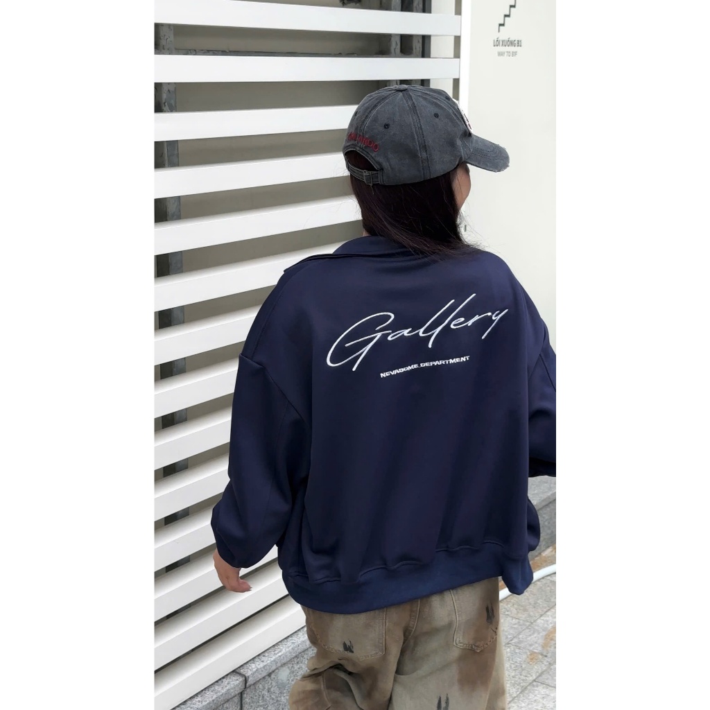 Áo Khóa Nỉ Gallery Form Boxy Local Brand NEVASOME - Nỉ 2 Da 3 Màu Dài Tay Nam Nữ