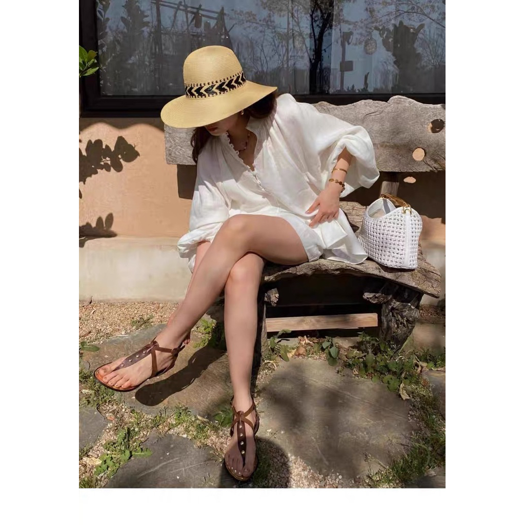 𝗞𝗮𝗻𝗲 - Set Linen Tưng vân gỗ tay phồng nút bọc cổ trụ