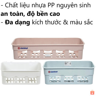Khay chữ nhật nhựa Việt Nhật treo tường kèm miếng dán đựng đồ phòng tắm, bếp ms: 5698, 5699, 5701