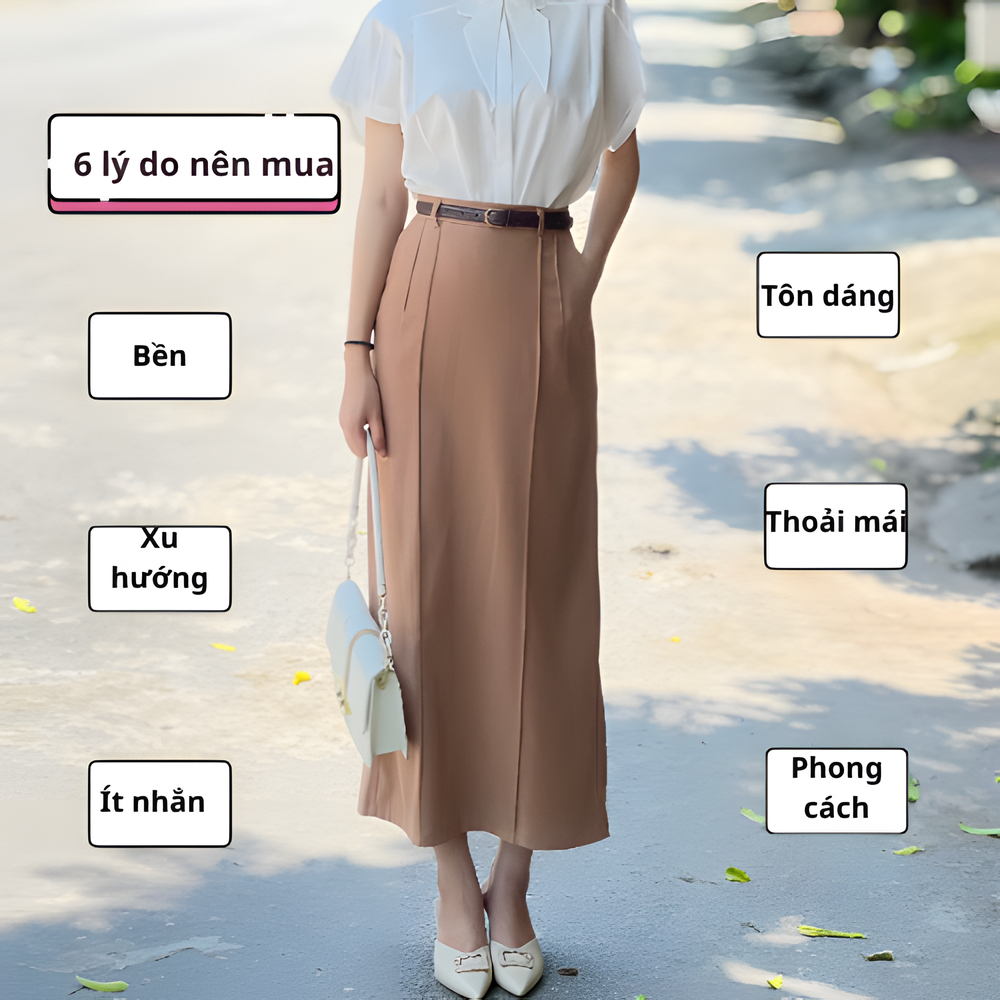 Chân Váy Dáng Suông Dài 80cm Chất Liệu Vitex Mềm MỊn, Túi 2 Bên Tiện Lợi, SHOPNGOCTRANG19 CV167