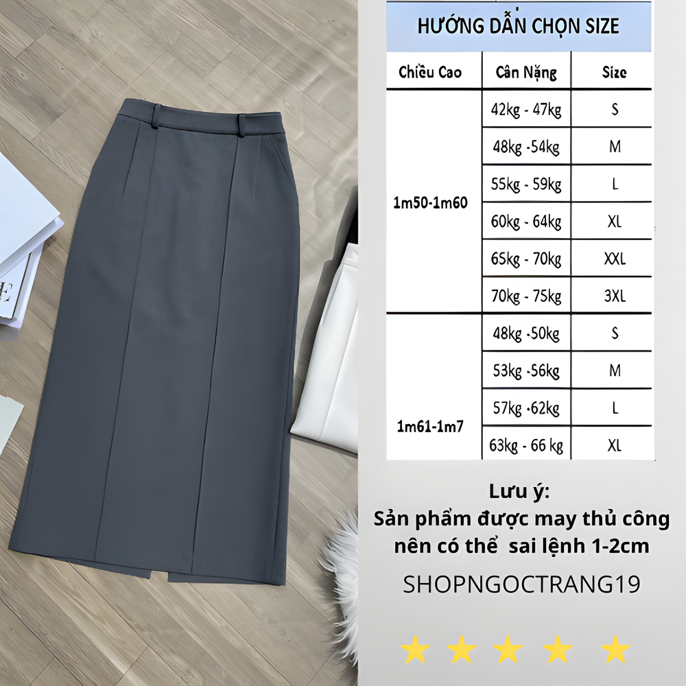 Chân Váy Dáng Suông Dài 80cm Chất Liệu Vitex Mềm MỊn, Túi 2 Bên Tiện Lợi, SHOPNGOCTRANG19 CV167