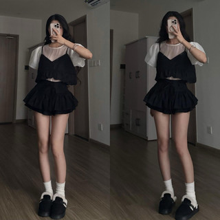 [A0.237] Set Áo Tơ Óng Mềm Tay Phồng Mix Áo Yếm Rời ( có dây tăng giảm, k bị ngứa)