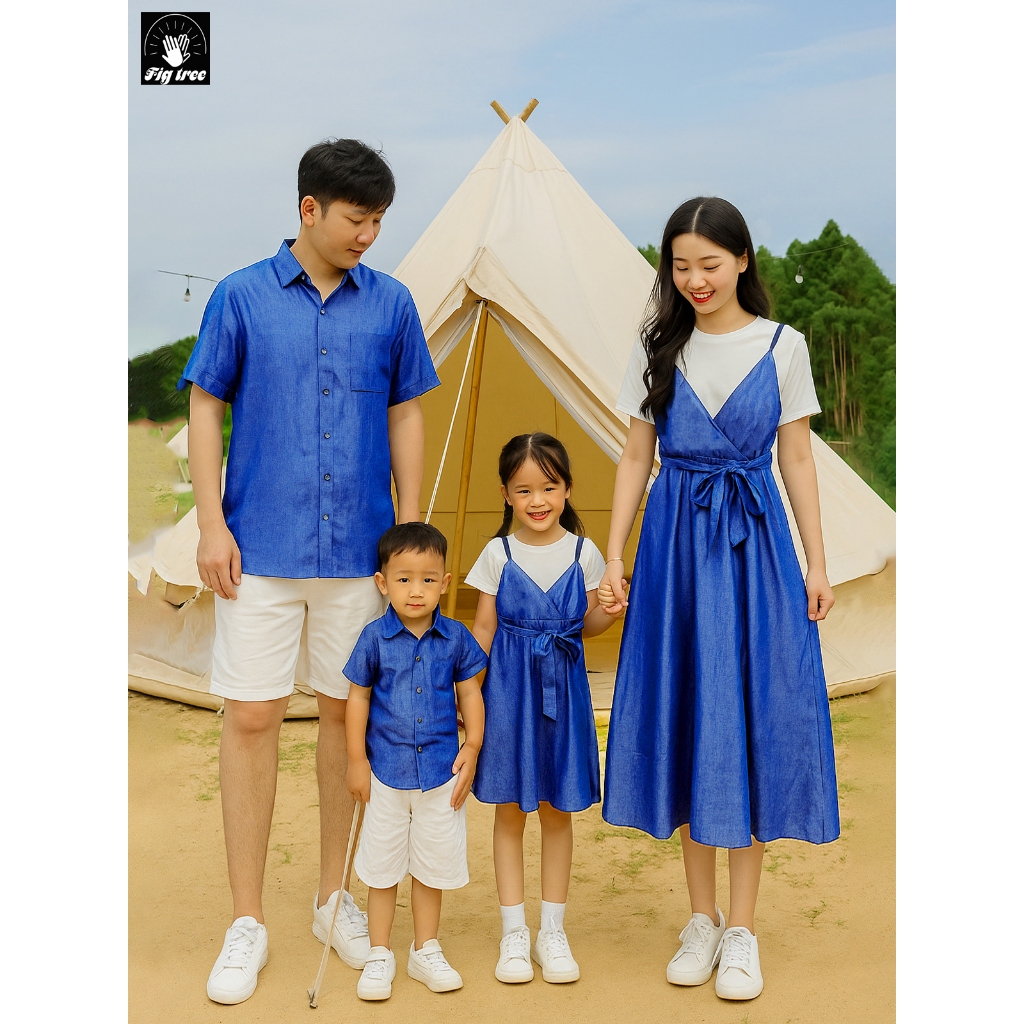 Đồng Phục Gia Đình Fig Tree Denim Xanh Blue, Mẫu Mới Cho Gia Đình Đi Tiệc Đi Chơi Siêu Sang, MS 184