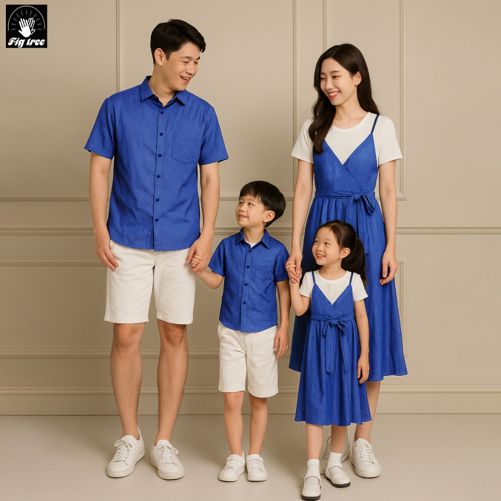 Đồng Phục Gia Đình Fig Tree Denim Xanh Blue, Mẫu Mới Cho Gia Đình Đi Tiệc Đi Chơi Siêu Sang, MS 184