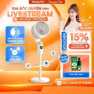 Quạt Điện Cây Masuto Thông Minh AI Điều Khiển Bằng Giọng Nói Quạt Mát Ion Âm Bổ Sung Oxy Điều Hòa Không Khí Remote Từ Xa
