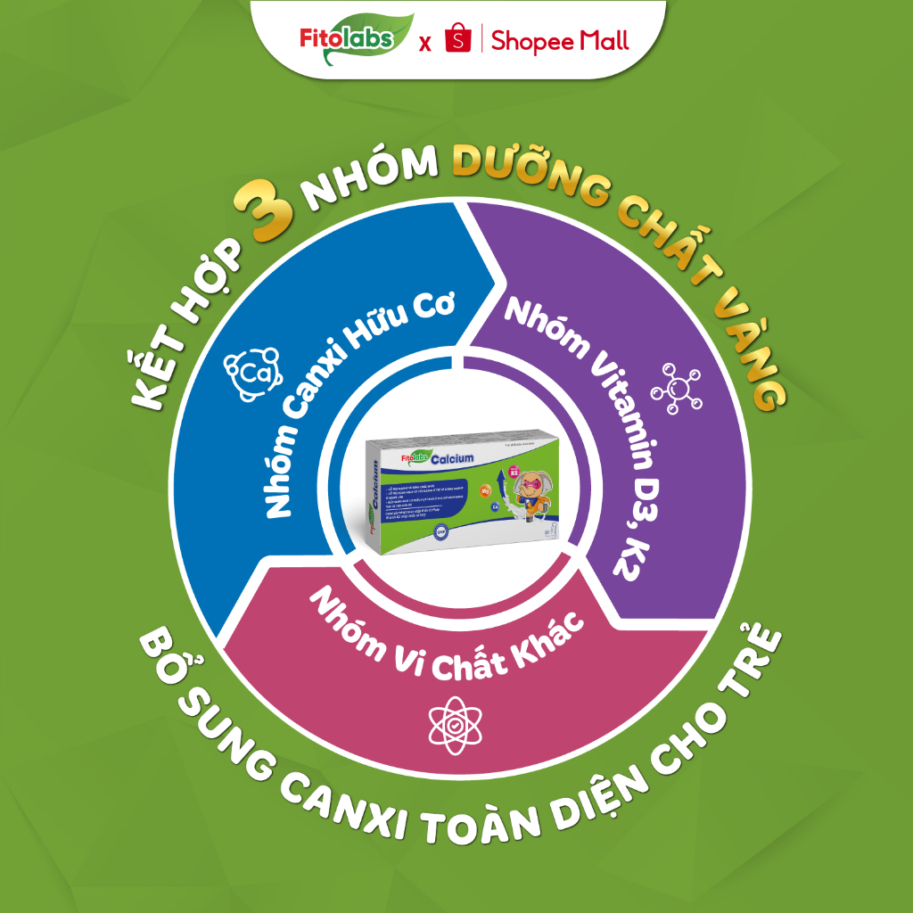[CHÍNH HÃNG] FITOLABS Calcium Giúp Xương Răng Chắc Khoẻ,Phát Triển Chiều Cao Bé Từ 1 Tuổi 20 Ống