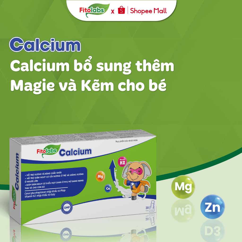 [CHÍNH HÃNG] FITOLABS Calcium Giúp Xương Răng Chắc Khoẻ,Phát Triển Chiều Cao Bé Từ 1 Tuổi 20 Ống