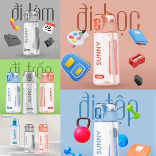 Bình Nước Thể Thao  680ml Sunny Hokori 0085, Bình Nước Học Sinh Trong Suốt Cao Cấp