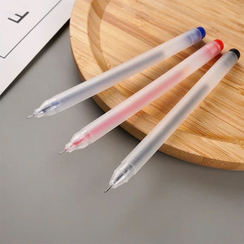 Combo 30 Bút G01 Thân Nhám, Vỏ Trắng Đủ 3 Màu Xanh Đen Đỏ Mực Nhanh Khô.