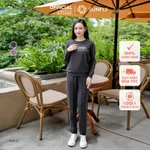 [FORM KHÁ RỘNG ] Bộ thể thao nữ cotton da cá áo dài quần dài bo gấu, năng động, thoải mái SUNFLY SS5810 — ảnh 1