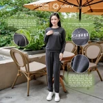 [FORM KHÁ RỘNG ] Bộ thể thao nữ cotton da cá áo dài quần dài bo gấu, năng động, thoải mái SUNFLY SS5810 — ảnh 2