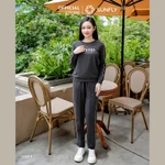[FORM KHÁ RỘNG ] Bộ thể thao nữ cotton da cá áo dài quần dài bo gấu, năng động, thoải mái SUNFLY SS5810 — ảnh 5