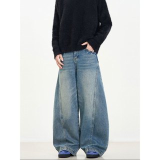 Quần Jean Bò Nữ Nam Unisex suông ống rộng Avo Avocado dáng phối đường viền nối thân cong size S-XXL
