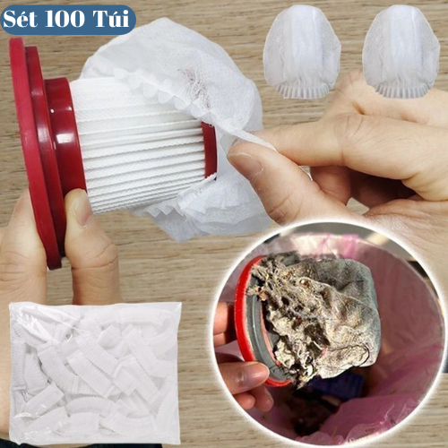 Set 100 chiếc túi lưới lọc bụi cho máy hút bụi cầm tay, túi bọc lõi lọc máy hút bụi