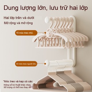 【kệ treo 2 tầng】 Giá treo quần áo mới Giá treo quần áo gia đình Móc treo tường Giá treo quần áo ban công