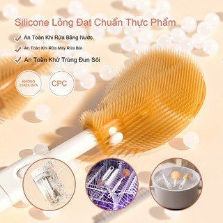 Youkebei Bộ cọ rửa bình sữa silicon mềm và kệ úp bình chống đổ - Giải pháp vệ sinh bình sữa và ống hút an toàn cho bé