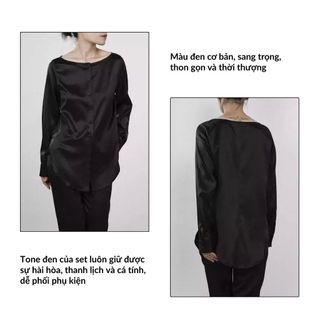Áo sơ mi lụa Omber Silk thiết kế cao cấp – Dài tay cổ rộng, chất Satin Twist Hàn nhập khẩu SPACSILK