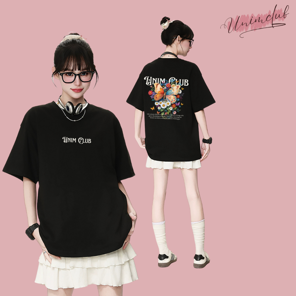 [250 GSM] Áo Thun Hoa Butterfly UnimClub Họa Tiết Cổ Điển Form Rộng Unisex Nam Nữ Chất Liệu Cotton Cao Cấp