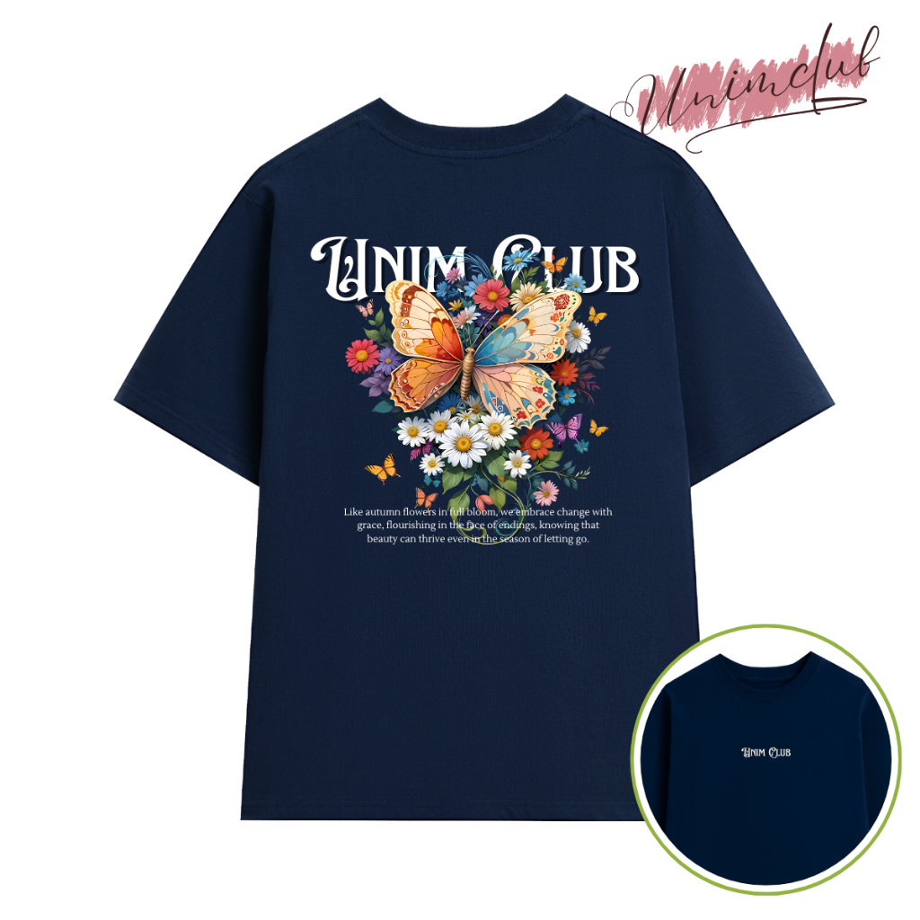 [250 GSM] Áo Thun Hoa Butterfly UnimClub Họa Tiết Cổ Điển Form Rộng Unisex Nam Nữ Chất Liệu Cotton Cao Cấp