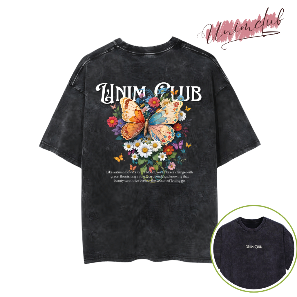 [250 GSM] Áo Thun Hoa Butterfly UnimClub Họa Tiết Cổ Điển Form Rộng Unisex Nam Nữ Chất Liệu Cotton Cao Cấp