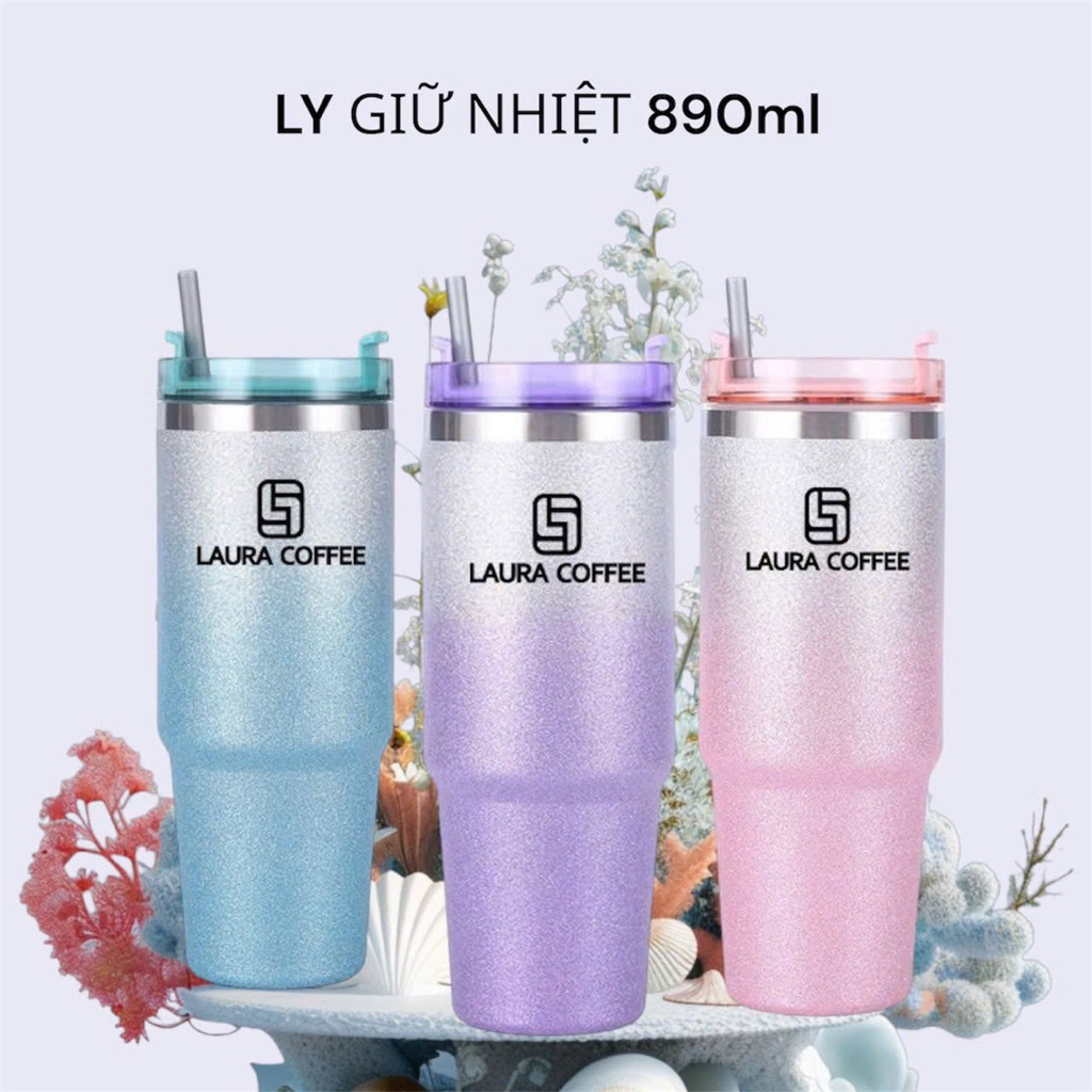 [Kèm 2 gói Cafe Laura ] Ly Giữ Nhiệt Laura Coffee 2 Lớp , Giữ Nhiệt 8-12h