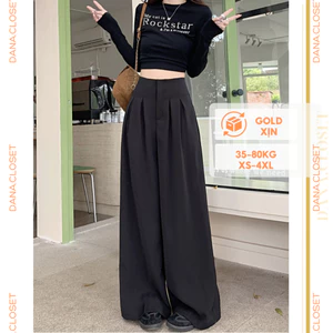 Quần Ống Rộng Bigsize, Quần Ống Suông Nữ Cạp Cao Chất Gold Nhật Gen Eo, Dáng Dài 103cm Phối Đồ Cực Xinh