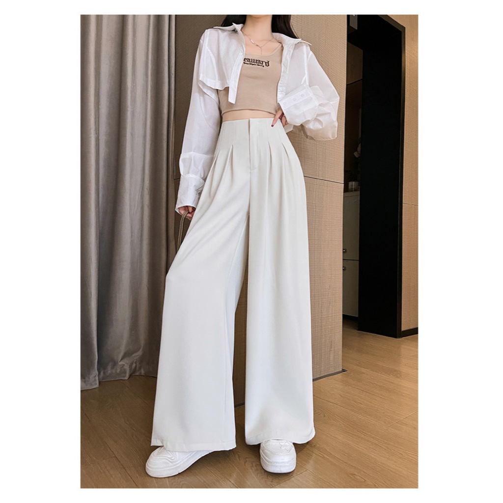 Quần Ống Rộng Bigsize, Quần Ống Suông Nữ Cạp Cao Chất Gold Nhật Gen Eo, Dáng Dài 103cm Phối Đồ Cực Xinh