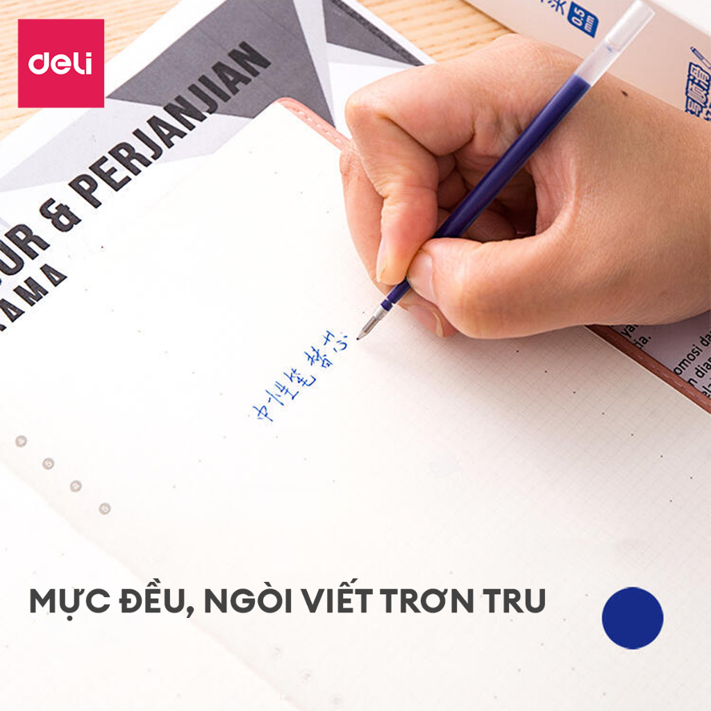Combo 10 20 ruột bút gel Deli ngòi 0.5mm dùng cho bút bấm ruột bút gel thay thế ruột bút nước