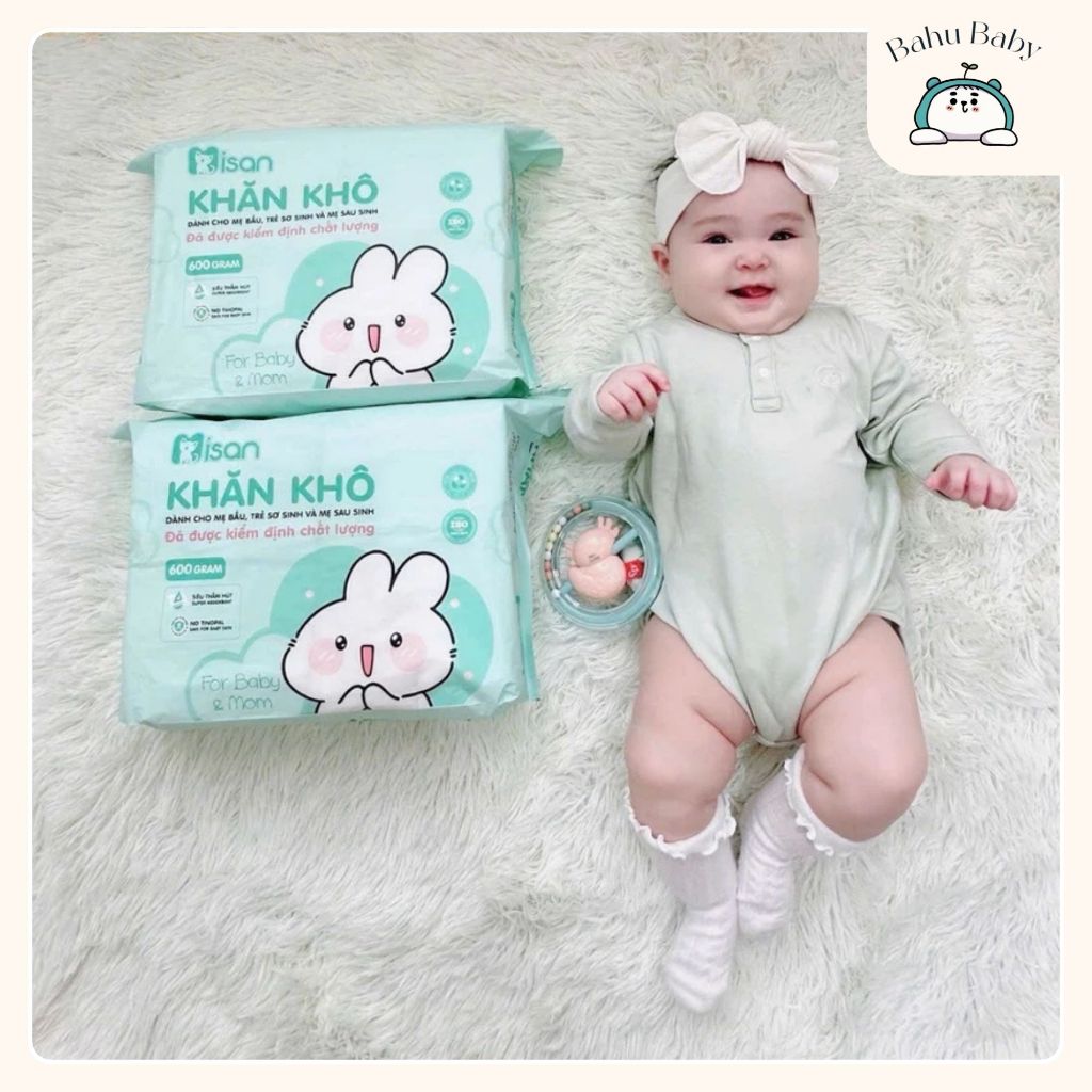 Khăn khô đa năng Misan 600g siêu thấm hút, mềm dịu êm, thích hợp với làn da nhạy cảm của bé