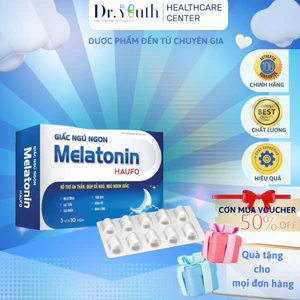 Viên uống GIẤC NGỦ NGON Melatonin HauFO (Hộp 30 viên) Hỗ trợ an thần, giúp dễ ngủ, ngủ ngon giấc.