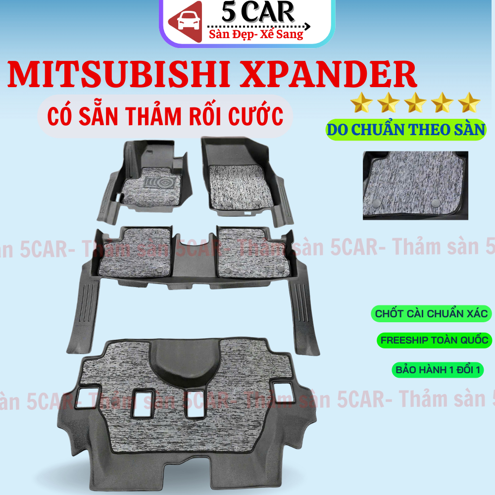 Thảm lót sàn NHỰA 5D TPE Tràn viền có kèm RỐI SẴN xe Mitsubishi Xpander 2018- 2025, dễ dàng vệ sinh, lắp đặt