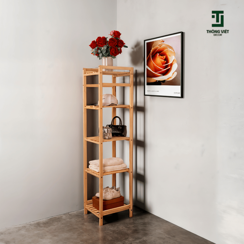 Kệ Gỗ Đa Năng Decor, Kệ Tab Vuông Đầu Giường 5 Tầng Gỗ Thông Tự Nhiên Tranh Trí Phòng Khách Phòng Ngủ