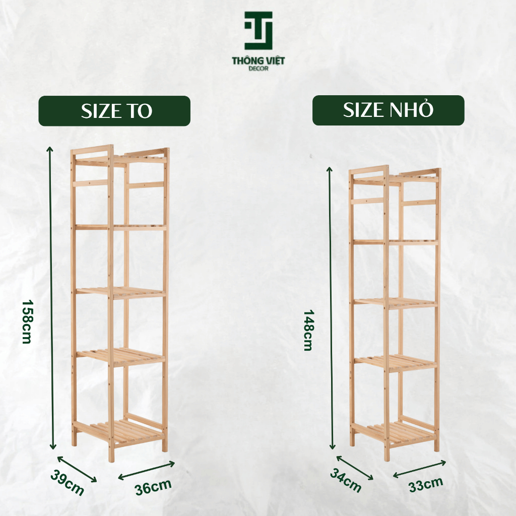 Kệ Gỗ Đa Năng Decor, Kệ Tab Vuông Đầu Giường 5 Tầng Gỗ Thông Tự Nhiên Tranh Trí Phòng Khách Phòng Ngủ