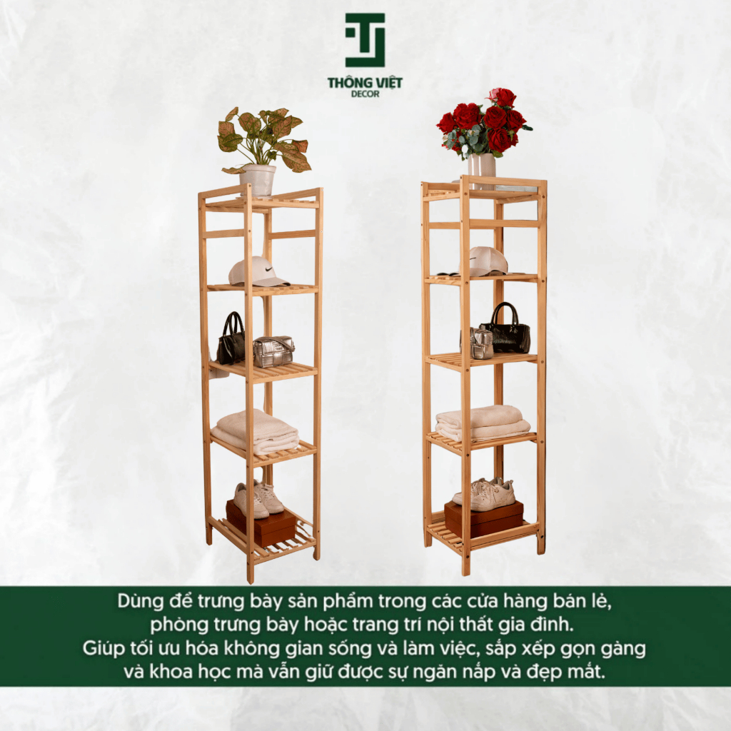 Kệ Gỗ Đa Năng Decor, Kệ Tab Vuông Đầu Giường 5 Tầng Gỗ Thông Tự Nhiên Tranh Trí Phòng Khách Phòng Ngủ