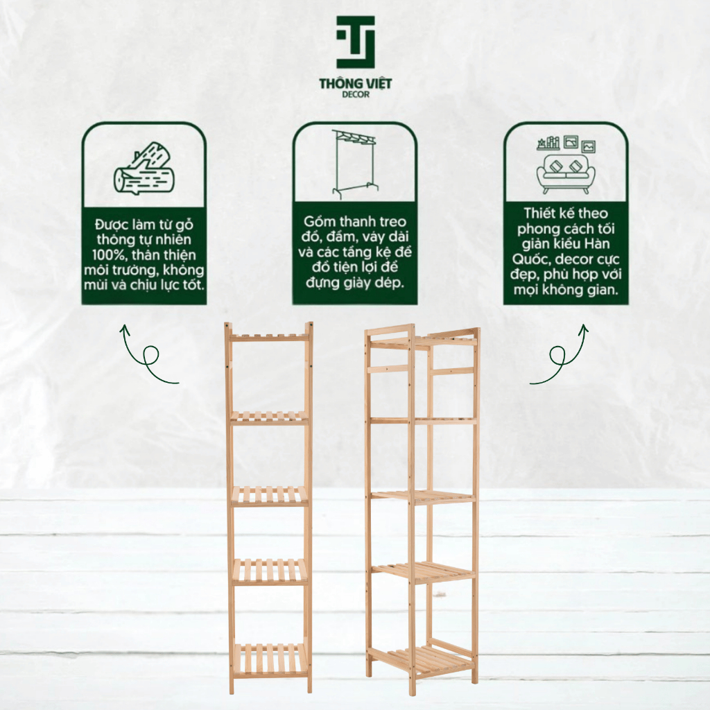 Kệ Gỗ Đa Năng Decor, Kệ Tab Vuông Đầu Giường 5 Tầng Gỗ Thông Tự Nhiên Tranh Trí Phòng Khách Phòng Ngủ