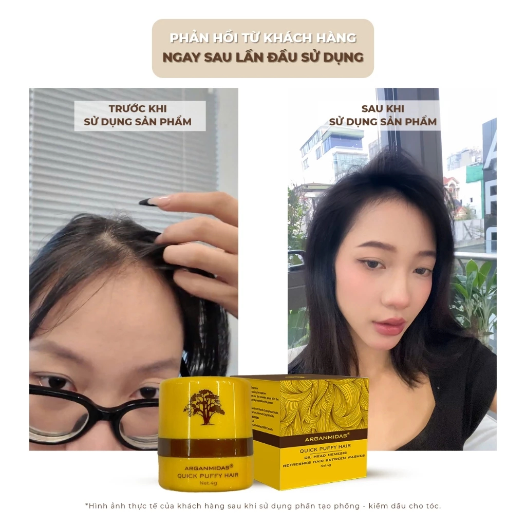 Phấn kiềm dầu tóc Arganmidas tạo phồng tóc, Phấn gội đầu khô mini giảm bết tóc cho tóc bết, dầu, bông tơi tức thì - 4g | BigBuy360 - bigbuy360.vn