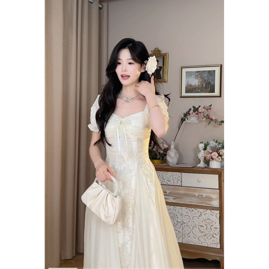 Váy Dự Tiệc Dáng Midi Thiết Kế Độc Đáo Phong Cách Nàng Thơ Ngọt Ngào [TLV25]