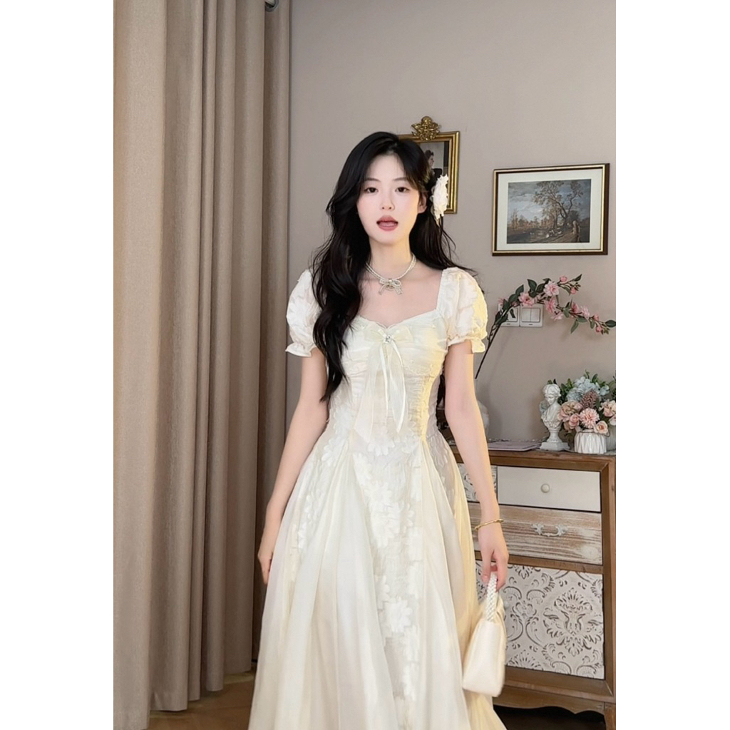 Váy Dự Tiệc Dáng Midi Thiết Kế Độc Đáo Phong Cách Nàng Thơ Ngọt Ngào [TLV25]