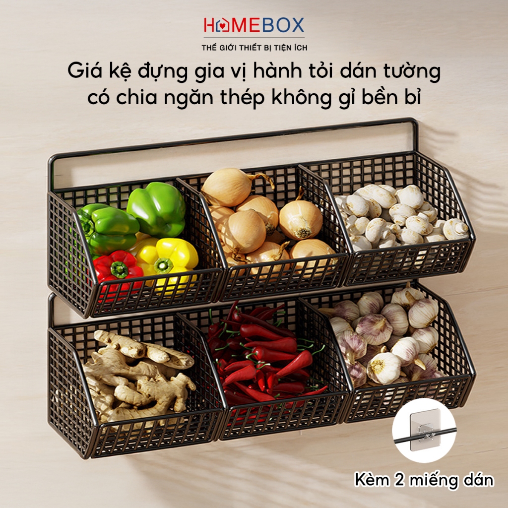 Kệ Đựng Gia Vị Hành Tỏi Dán Tường Không Khoan Đục Tiện Lợi - Hình Ảnh Thực Tế