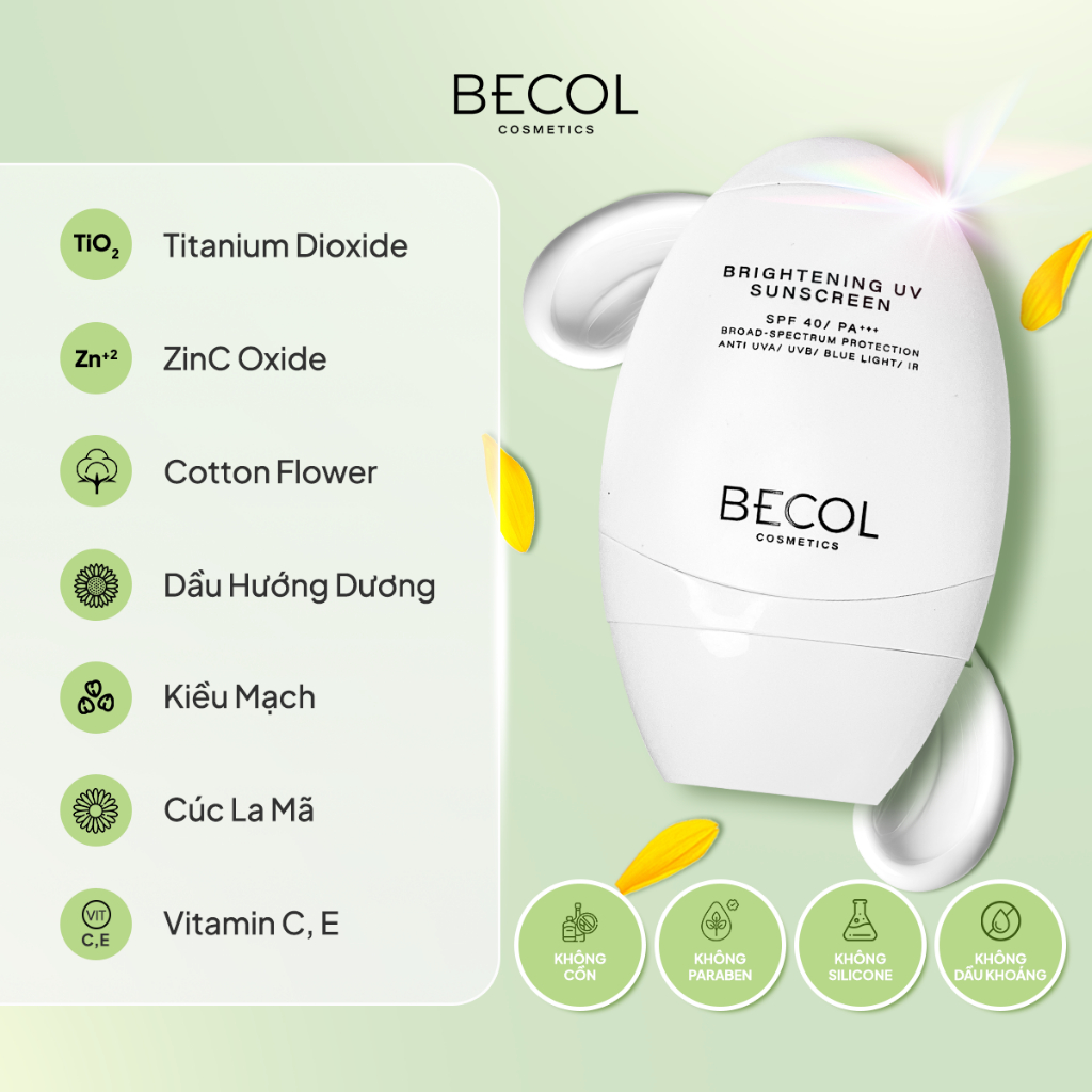 Kem Chống Nắng Phổ Rộng Becol 50ml - Bảo Vệ Da Sáng Khoẻ - BRIGHTENING UV SUNSCREEN