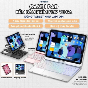 Case i Pad Kèm Bàn Phím Flip Yoga bản lề Xoay Gập 360 dành Gen 7/8/9, Air 4 5 6, Pro11, Pro M4, Pro12.9 M1 M2