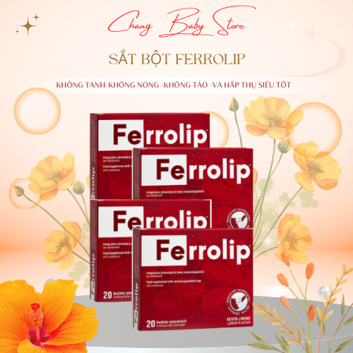 Combo 4 hộp Ferrolip Sắt Bột Tan Ngay Trong Miệng dành cho mẹ bầu hộp 20 gói